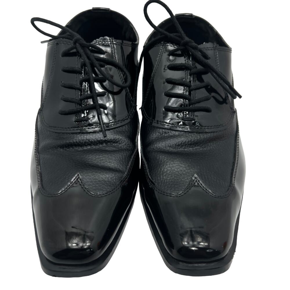 Frederico Leone Manhattan Black Upper Tuxedo Toe Oxford Mens 12W Dress Shoes